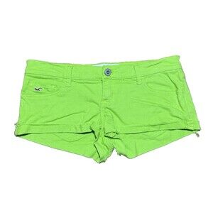 Y2K Hollister Lime Green Brat Short Micro Shorts Low Rise Cuffed Neon Punk Sz 5